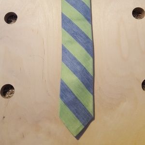 English linen-cotton tie in sea glass stripe